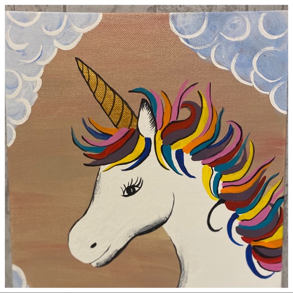 Unicorn horse Hand crafted painting acrylics 9x11” canvas board Hand painted - Picture 3 of 8